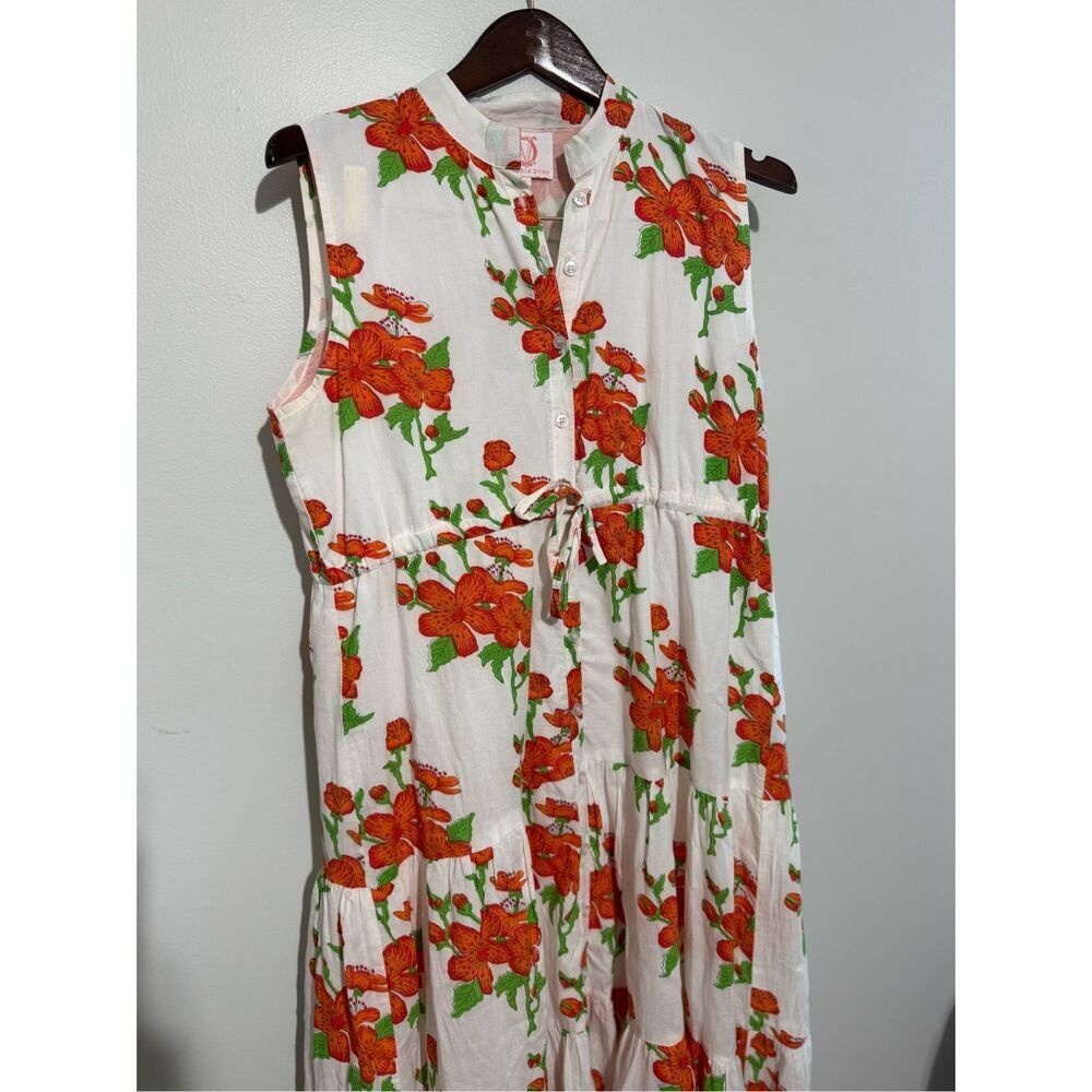 Victoria Dunn Magnolia Flutter Floral Sleeve Dress Size Medium Button - Picture 5 of 13